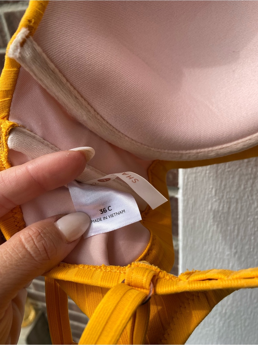 Mustard Ribbed Swim Top - Picture 2 of 2